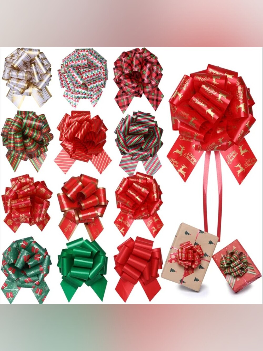 STARSIDE 12-Pack 5-Inch Large Christmas Bows for Gift Wrapping- Pack Of 2